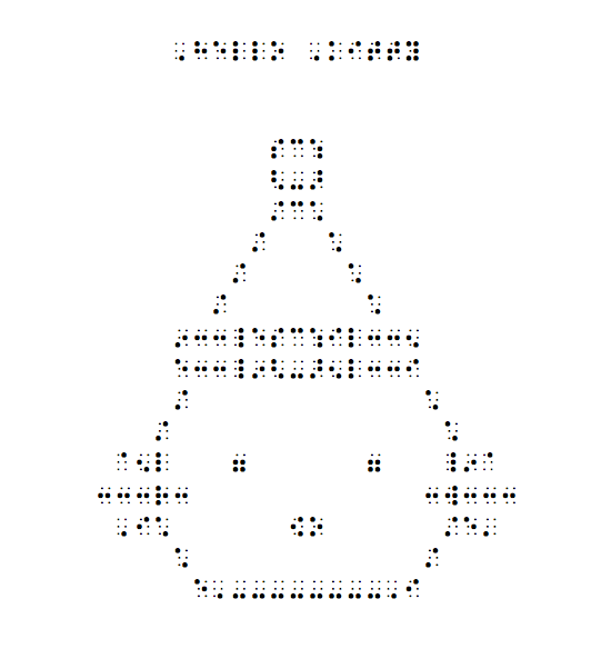 Braille pattern for Hello Kitty with Santa hat